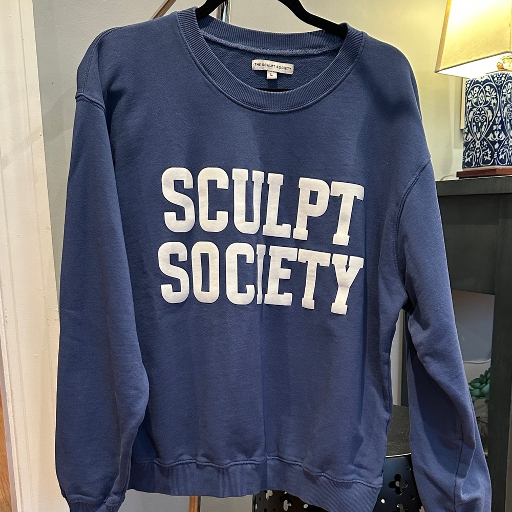 Sculpt Society, 100% Cotton, Blue Crew Neck Sweater, Size (L)